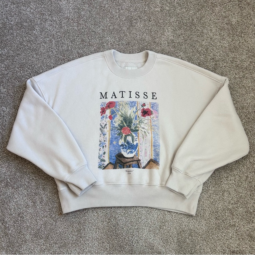 Abercrombie & Fitch Matisse Poppies 1919 Graphic Sweatshirt Cream Small/Medium